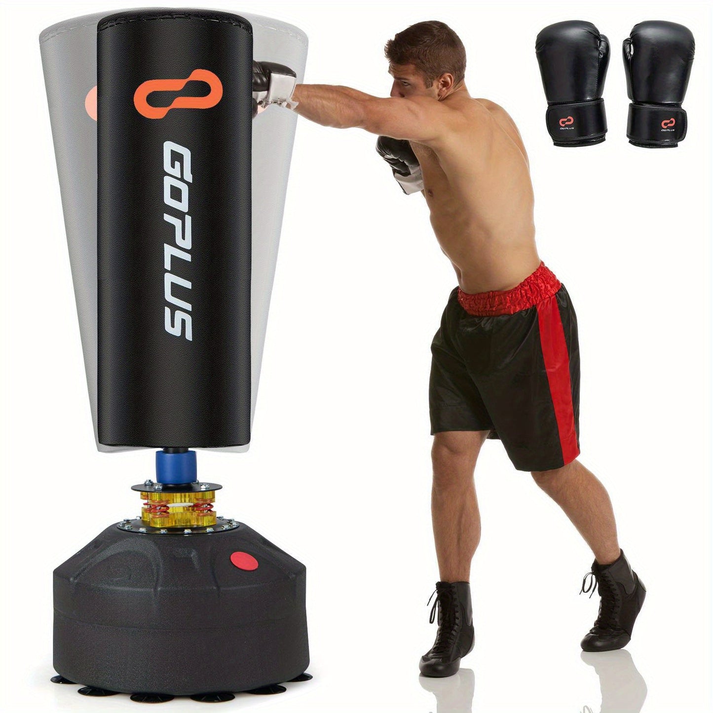 NNETM Free Standing Punching Boxing Bag - Heavy Duty Sandbag w/ Boxing Gloves(Black)