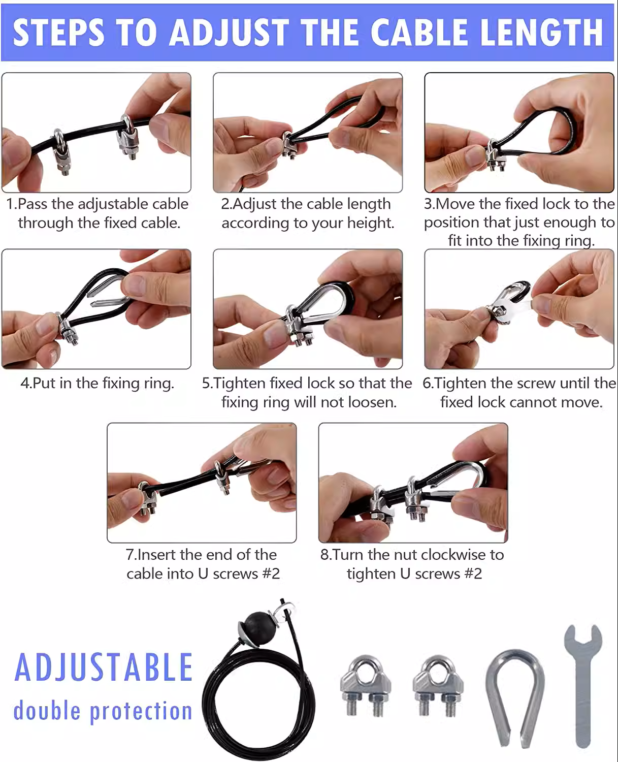 NNETB Home Fitness Pulley System – (Single Pulley with Long Pull Rod & 3-Head Rope)-2