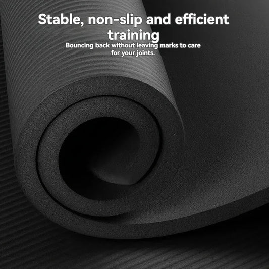 Extra Thick Non Slip Yoga Mat Durable NBR Rubber Black