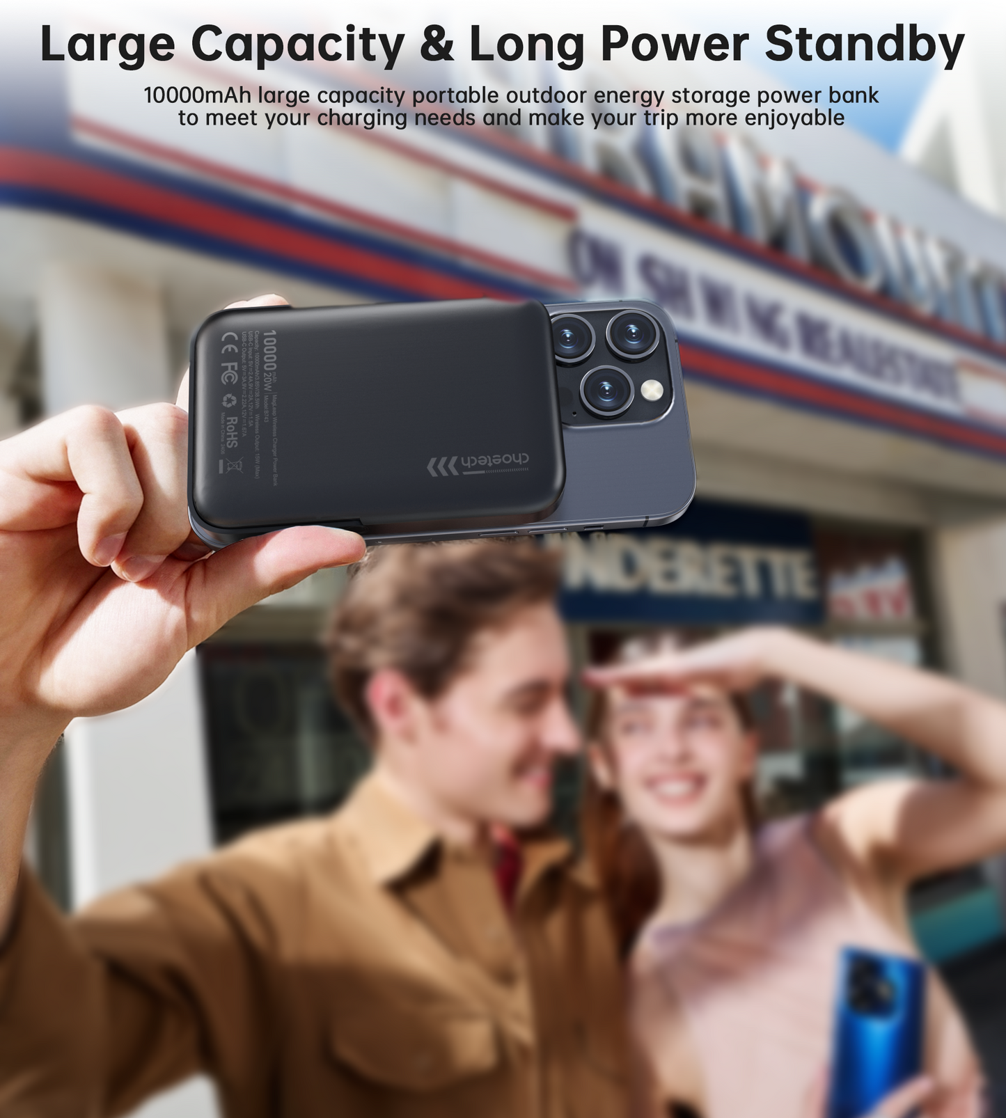 NNEDSZ CHOETECH B743-BK 10000mAh PD20W Magnetic Power Bank with Holder Black-3