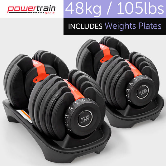 NNEDPE 48kg Powertrain Adjustable Dumbbell Home Gym Set-0